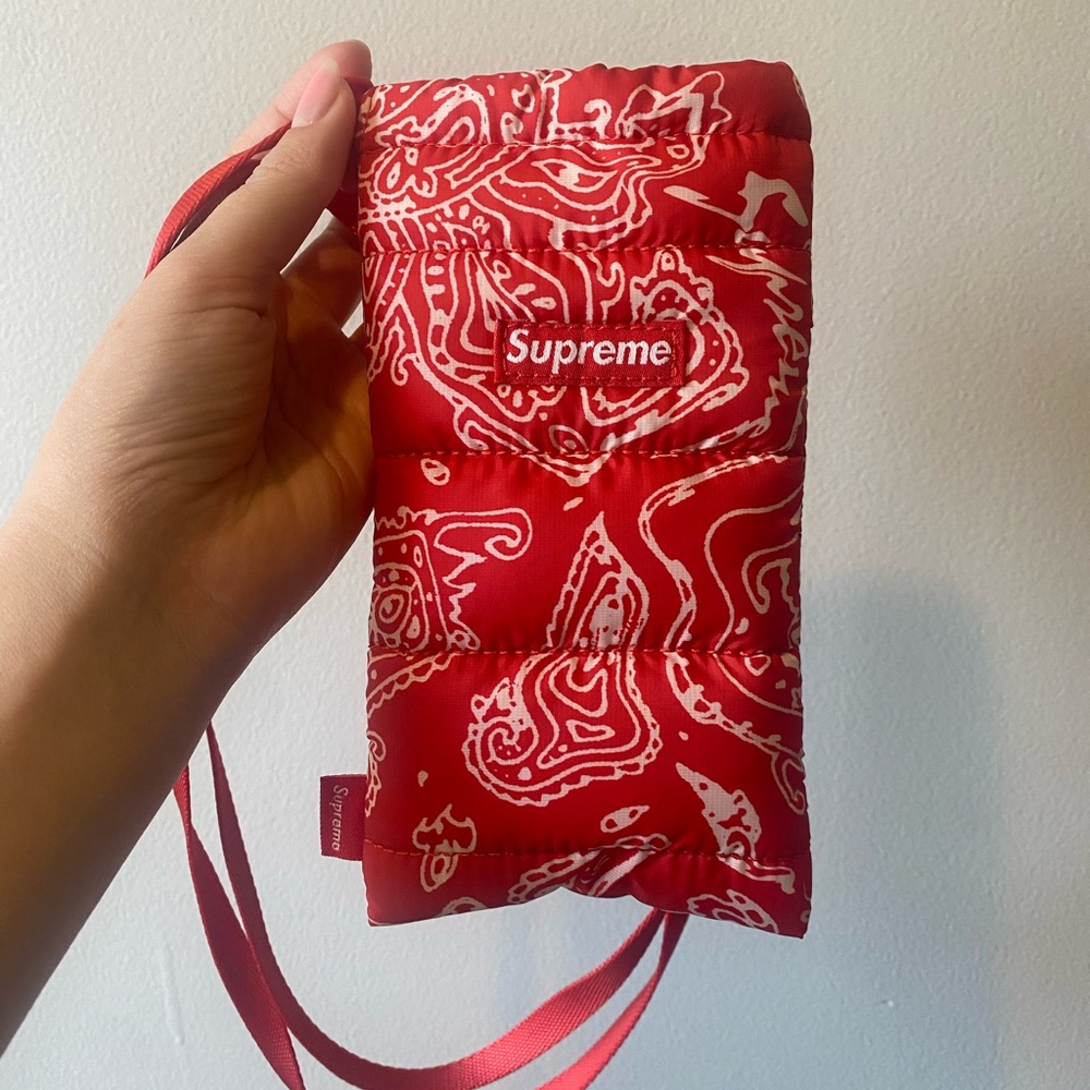 Supreme Puffer Neck Pouch in Red Paisley FW22